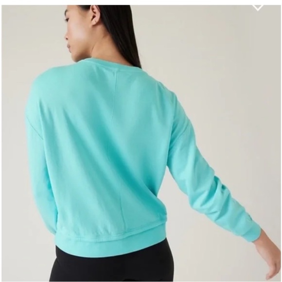 NWT Athleta Sundown Sweatshirt 2.0 Large Coastal Green Turquoise - Picture 3 of 8